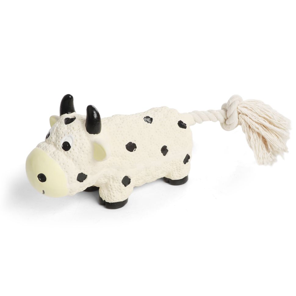Triol: Игрушка из латекса для собак Буренка с верёвкой, 105/210 мм, 12151203