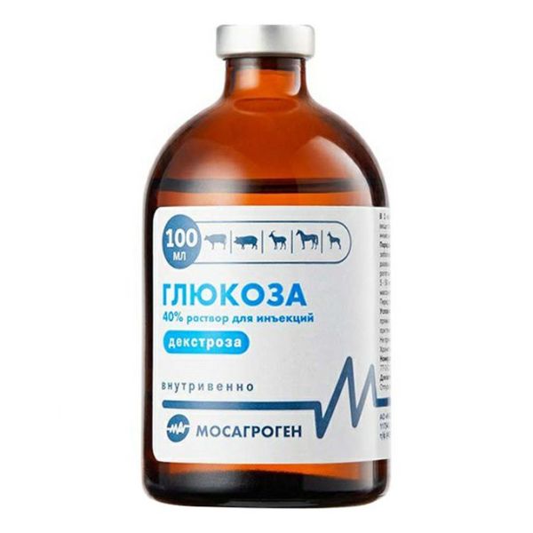 Мосагроген: Глюкоза 40%, декстроза, раствор для инъекций, стерильно, 100 мл