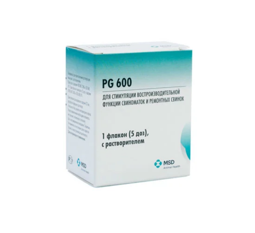 MSD: ПГ 600 (PG 600), гормональный маточный препарат, 1 фл. (5 доз) + 1 фл. растворитель 25 мл