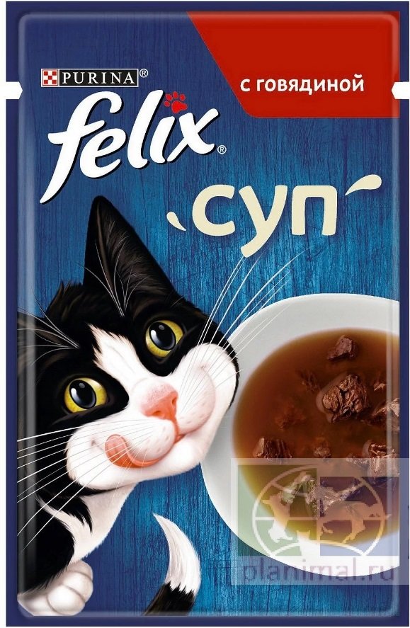 Felix влажный корм для кошек Суп с говядиной, 48 гр.