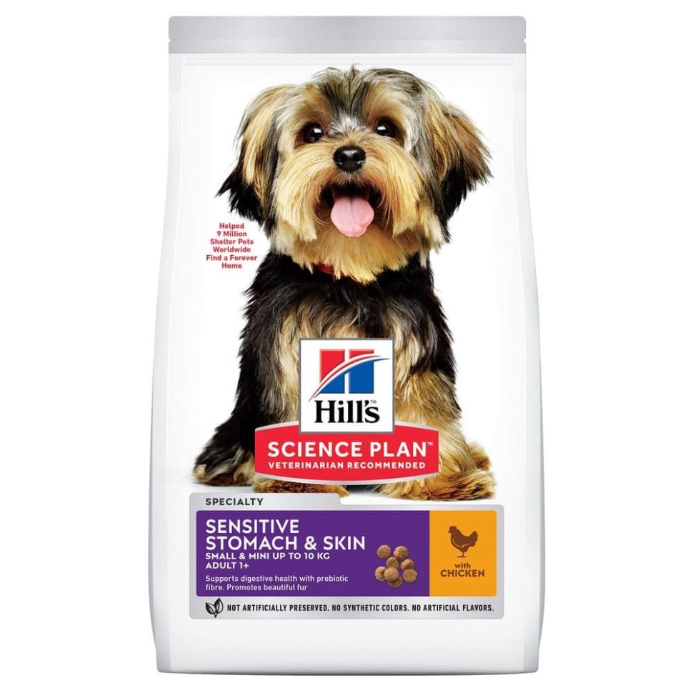 Hill's: Science Plan Sensitive Stomach & Skin, корм для мелких собак, для здоровья кожи и пищеварения, 3 кг