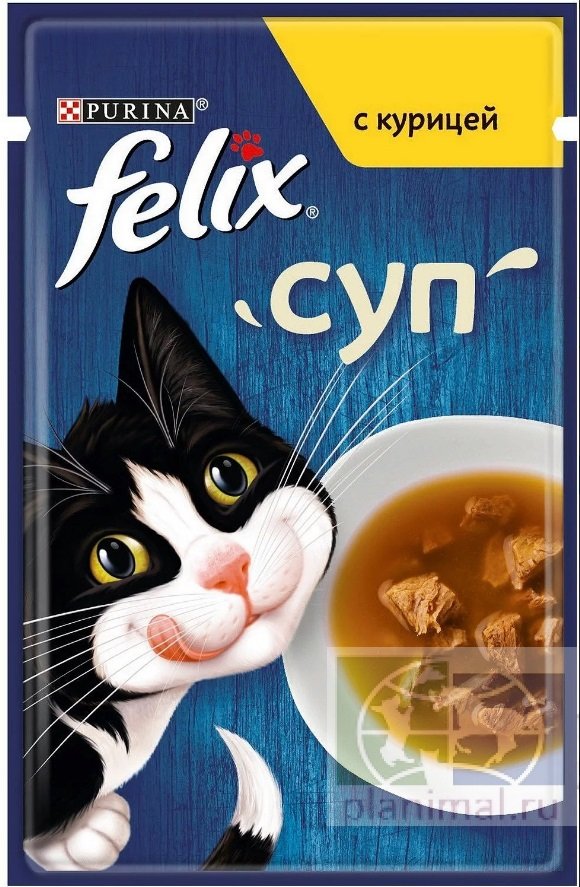 Felix влажный корм для кошек Суп с курицей, 48 гр.