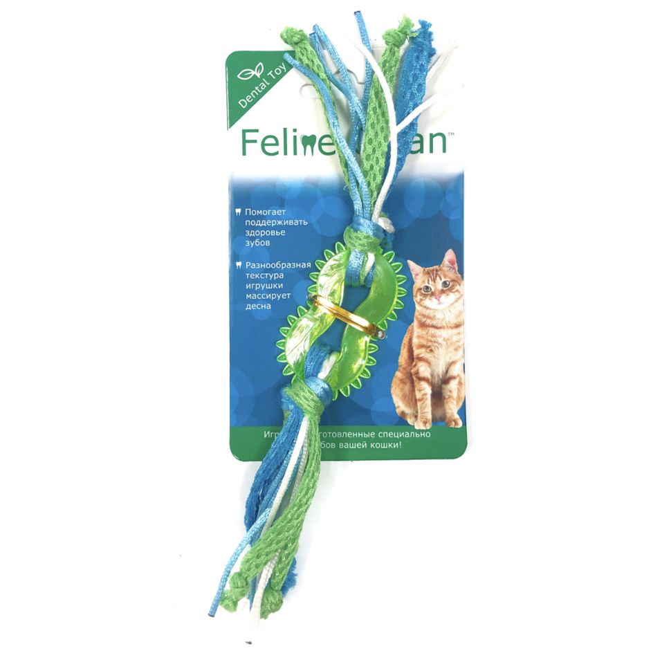 Feline Clean: игрушка для кошек, Dental Колечко, прорезыватель с лентами, резина