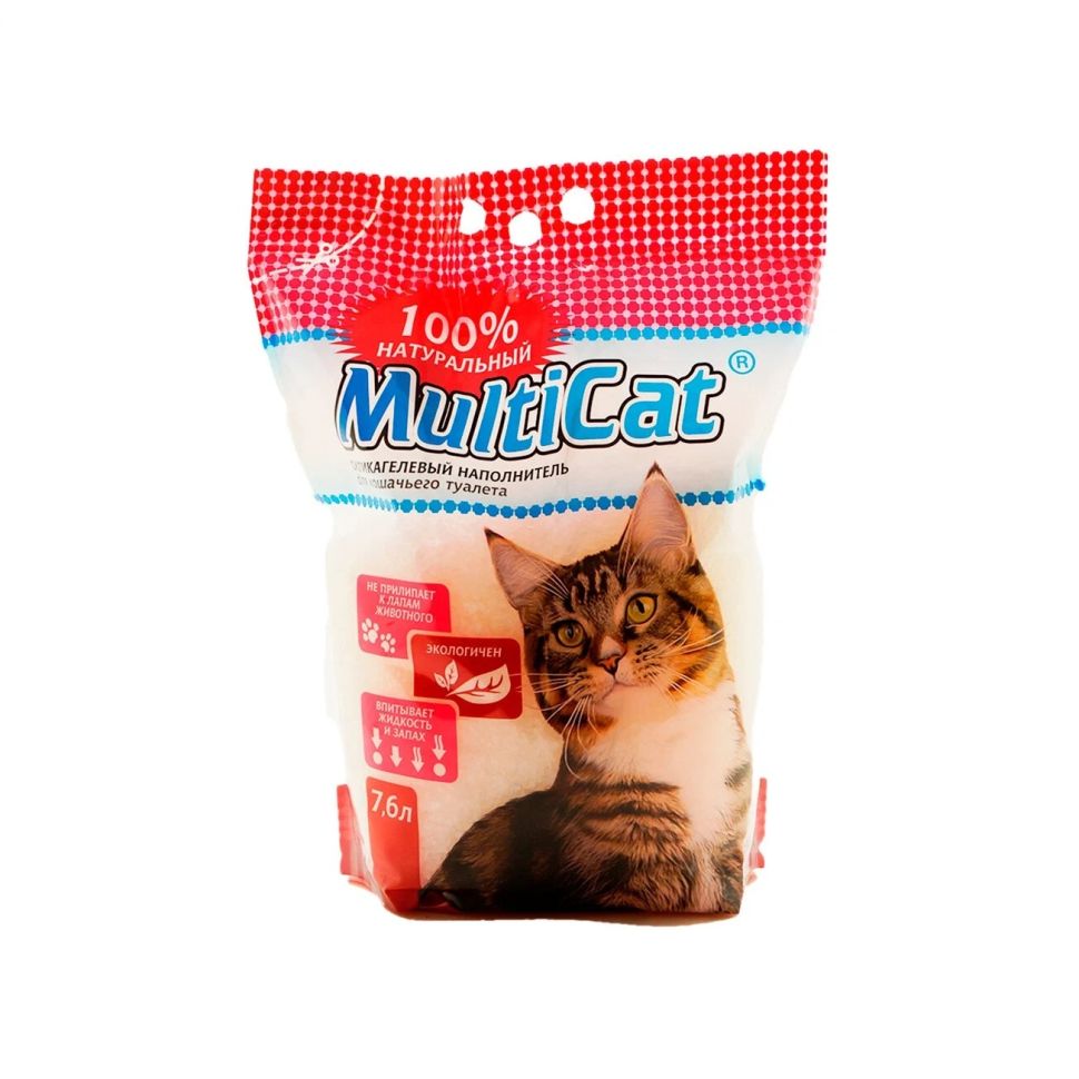 Наполнитель для туалета кошек "MULTICAT" силикагель белый, 7,6 л