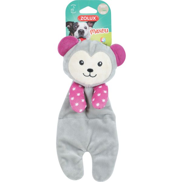ZOLUX: Плюшевая шуршащая игрушка с пищалкой Игривая обезьянка, 26 см, 480168GRI