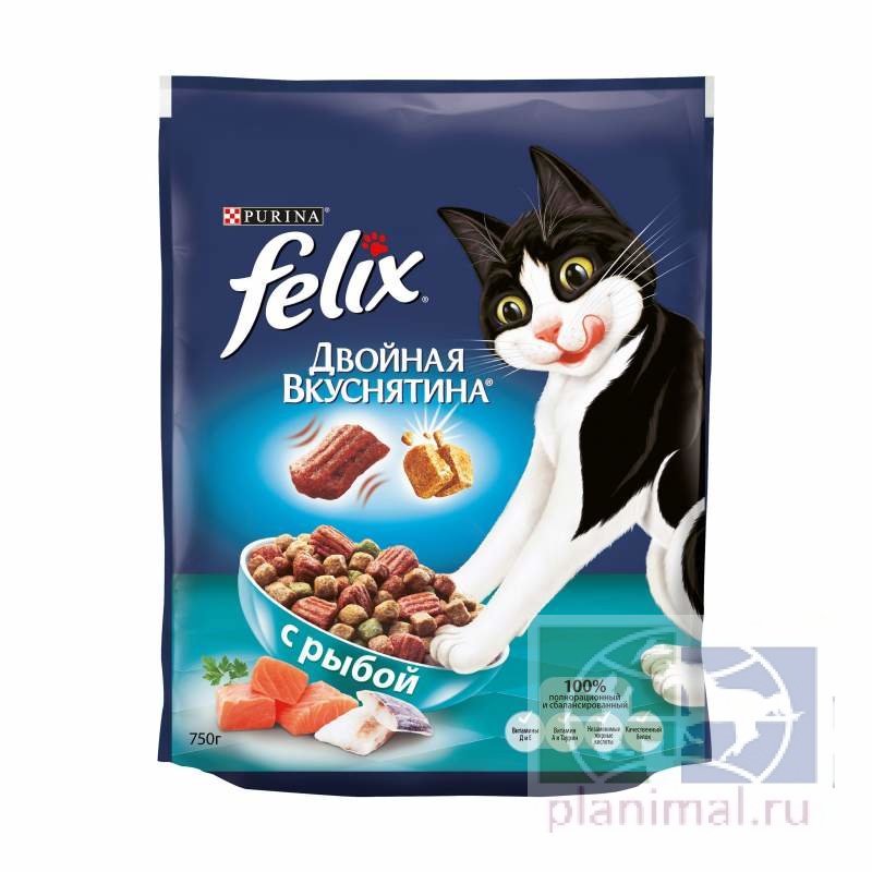 Felix: Сухой корм для кошек "Двойная вкуснятина", рыба, 750 гр.