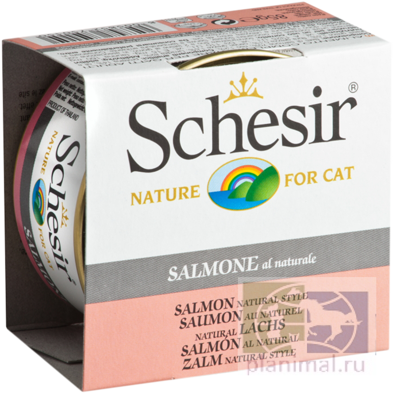Schesir лосось в собственном соку консервы для кошек, 85 гр. ж/б