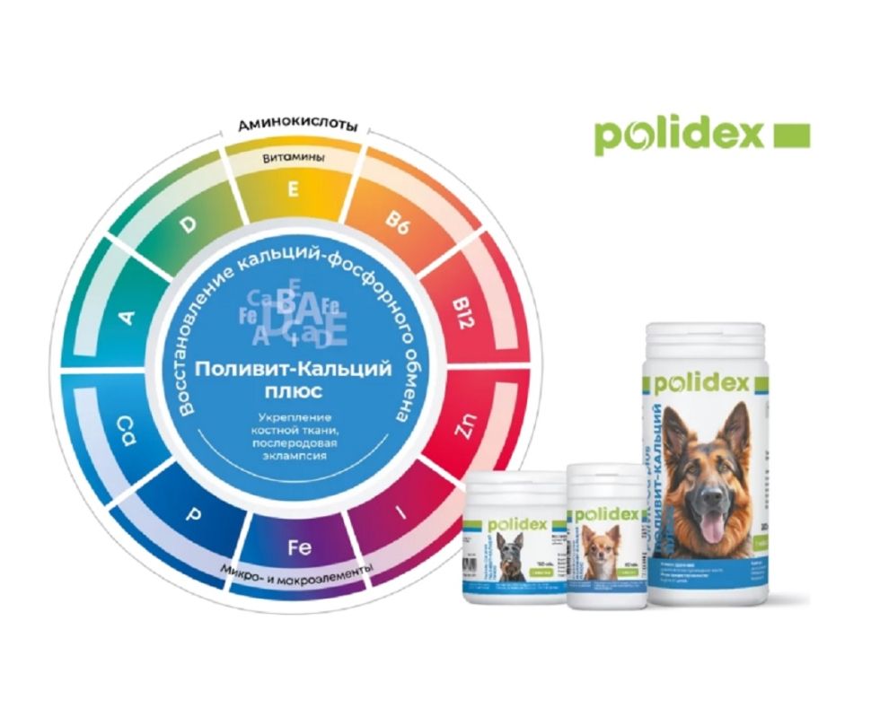 Polidex: Polivit-Ca plus Поливит-Кальций плюс для собак, 500 табл. 