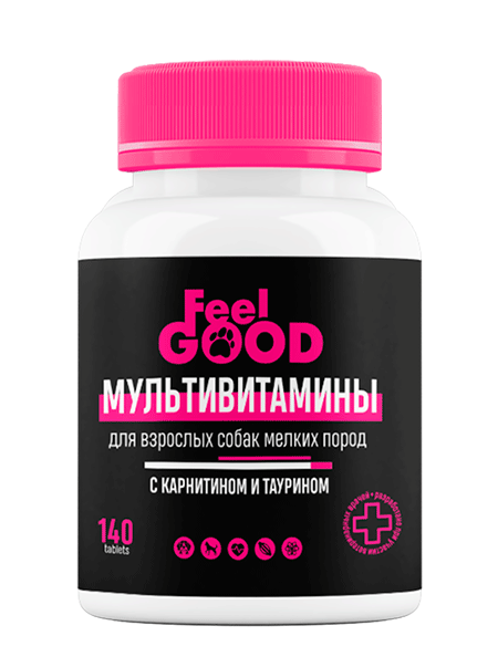 FeelGOOD: Мультивитамины с карнитином и таурином, для взрослых собак мелких пород, 140 табл.