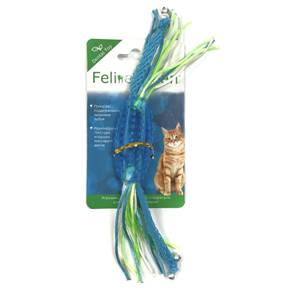 Feline Clean: игрушка для кошек, Dental Конфетка, прорезыватель с лентами, резина