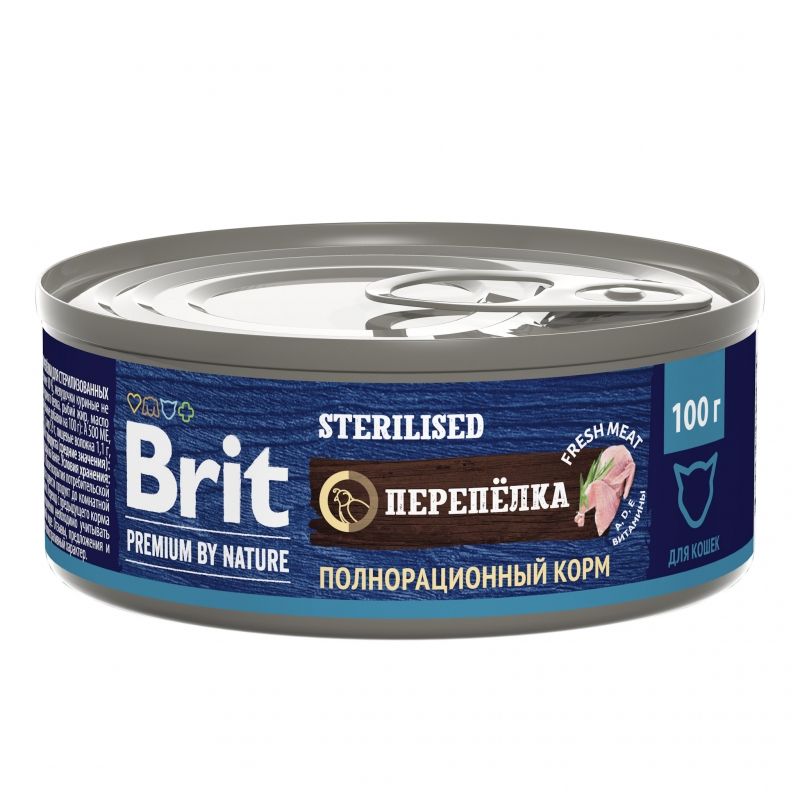 Brit: Premium by Nature, Консервы с мясом перепёлки, для стерилизованных кошек, 100 гр.