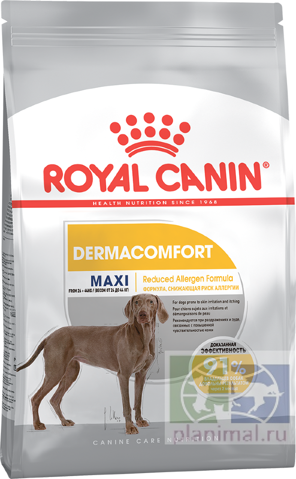 RC MAXI DERMACOMFORT Корм для собак, склонных к кожным раздражениям и зуду, 3 кг