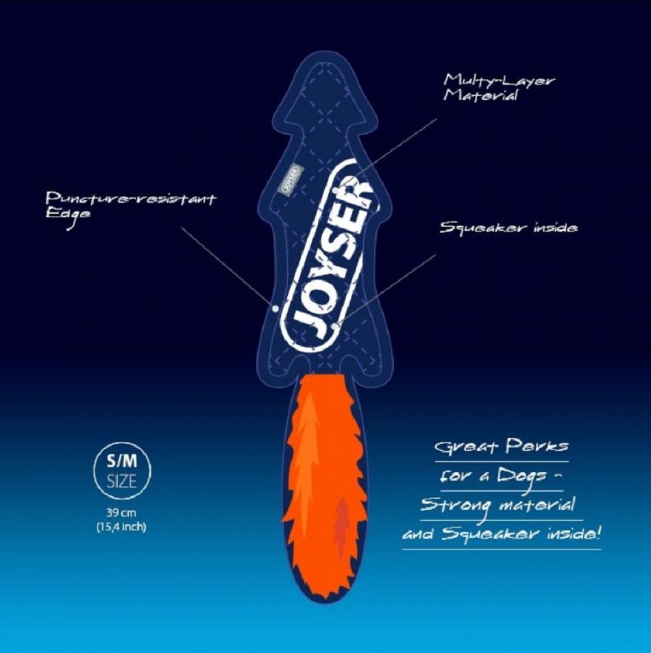 Игрушка для собак JOYSER Slimmy Plush Шкура лисы из плюша с пищалкой S/M синяя с оранжевым, 38 см, 7072J