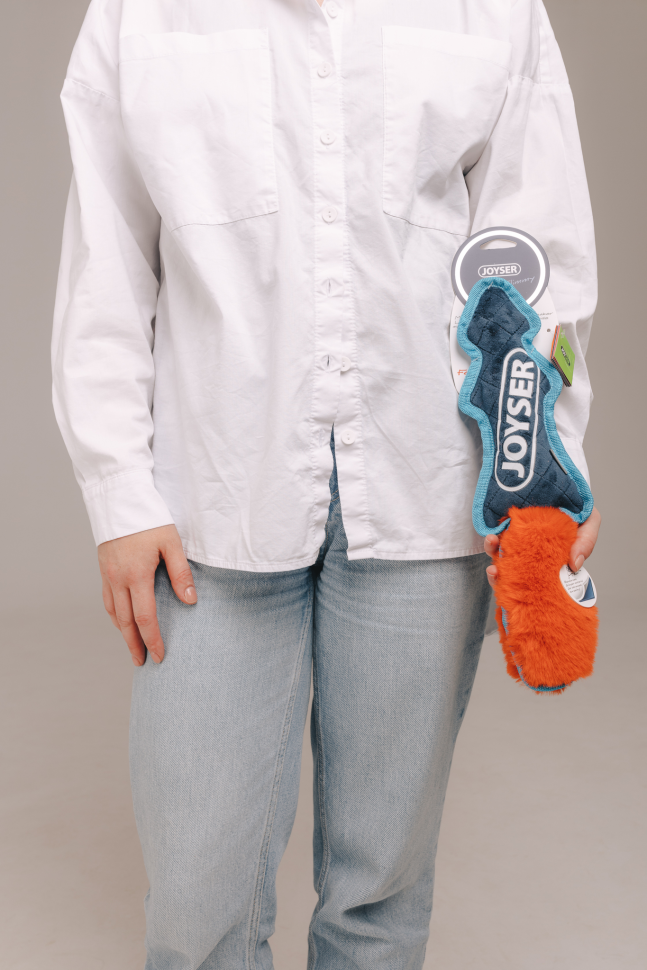 Игрушка для собак JOYSER Slimmy Plush Шкура лисы из плюша с пищалкой S/M синяя с оранжевым, 38 см, 7072J