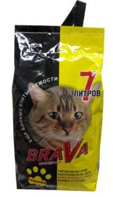 Брава наполнитель для туалета короткошерстных кошек минеральный впитывающий, 7 л., 4.2 кг