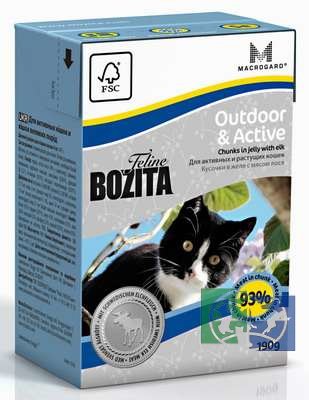 Bozita Funktion Outdoor&Activ кусочки в желе с мясом лося для растущих и активных кошек, 190 гр.