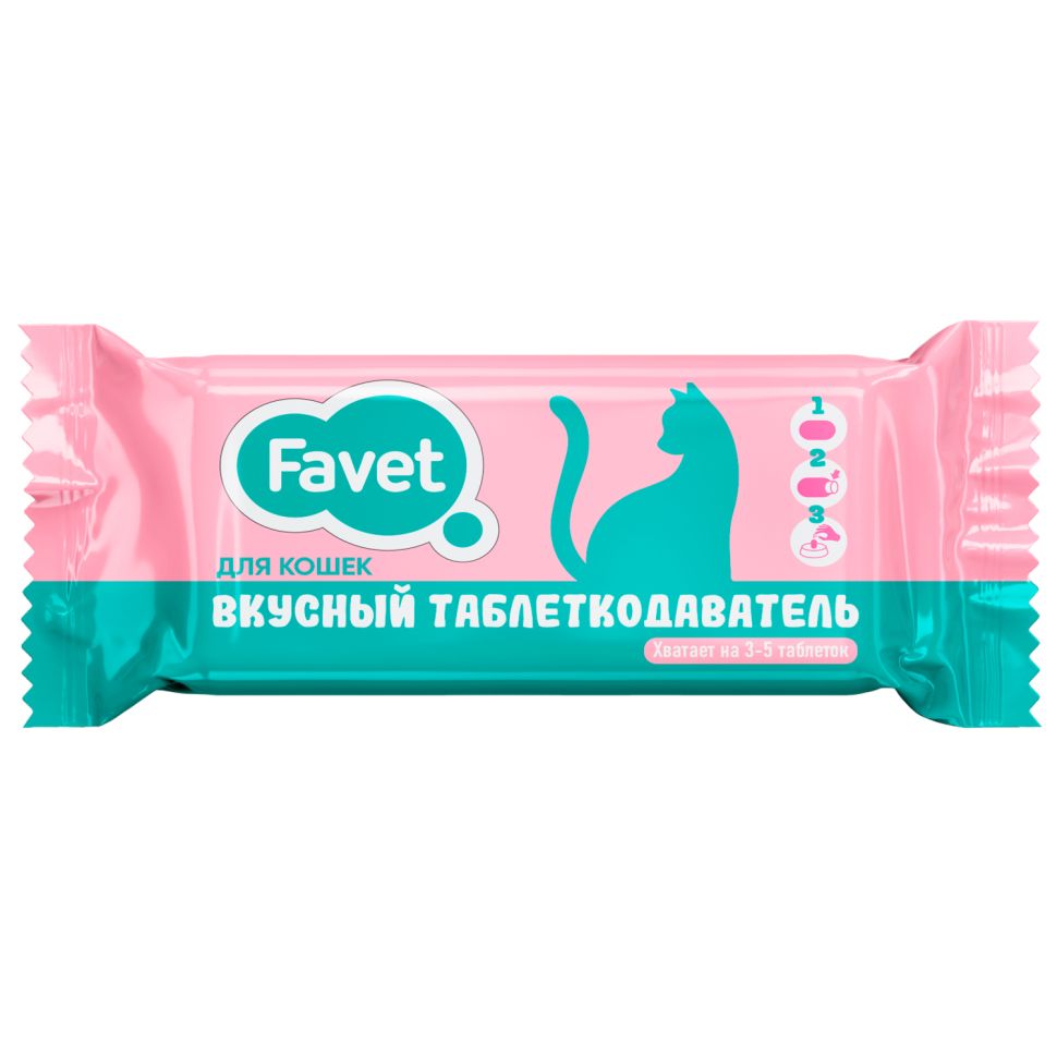 Favet: Вкусный таблеткодаватель, для кошек, ПЭТ-банка, 12 шт