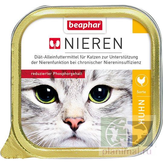 Beaphar Диета (паштет) Nieren Hähnchen-brust с куриной грудкой при хронической почечной недостаточности для кошек, 100 гр.