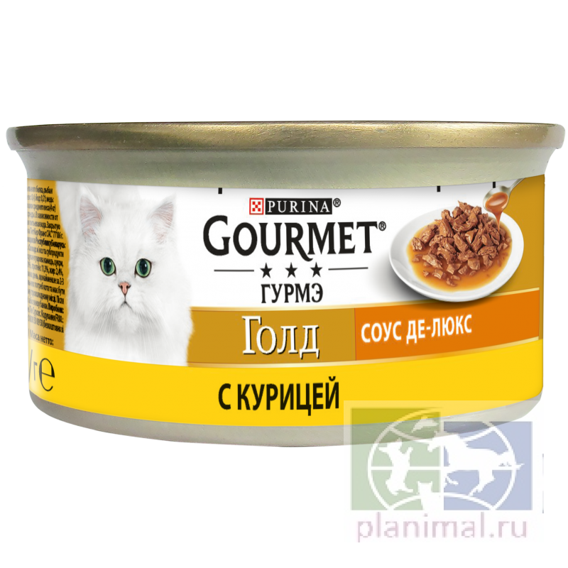 Гурме голд консервированный корм для кошек Соус Де-люкс с курицей в роскошном соусе, 85 гр.
