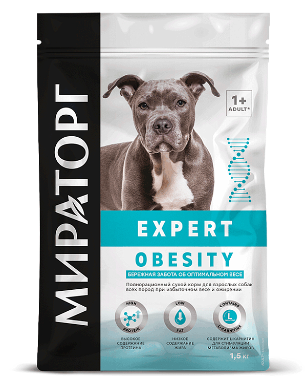 Мираторг Expert Obesity диета для собак для эффективного снижения веса, 1,5 кг