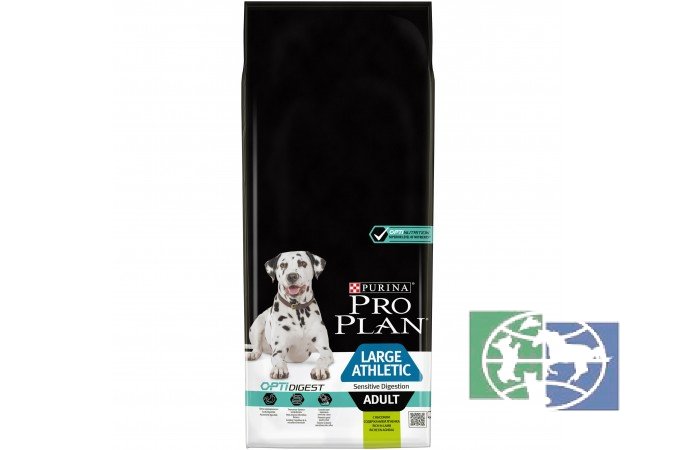 Сухой корм Purina Pro Plan для собак крупных пород с атлетическим телосложением с чувствительным пищеварением, ягнёнок, 14 кг