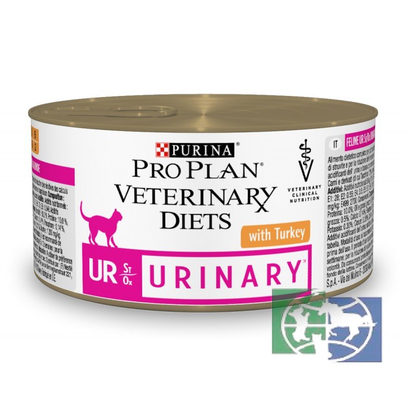 Консервы Purina Pro Plan Veterinary Diets UR Urinary для кошек с болезнями нижних отделов мочевыводящих путей, индейка, 195 гр.