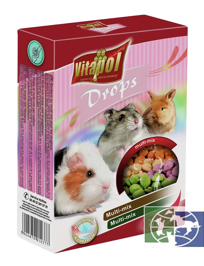 Vitapol Drops Mix дропсы микс для грызунов с молоком, малиной, горохом, арахисом и морковью, 75 гр., арт. ZVP-1037