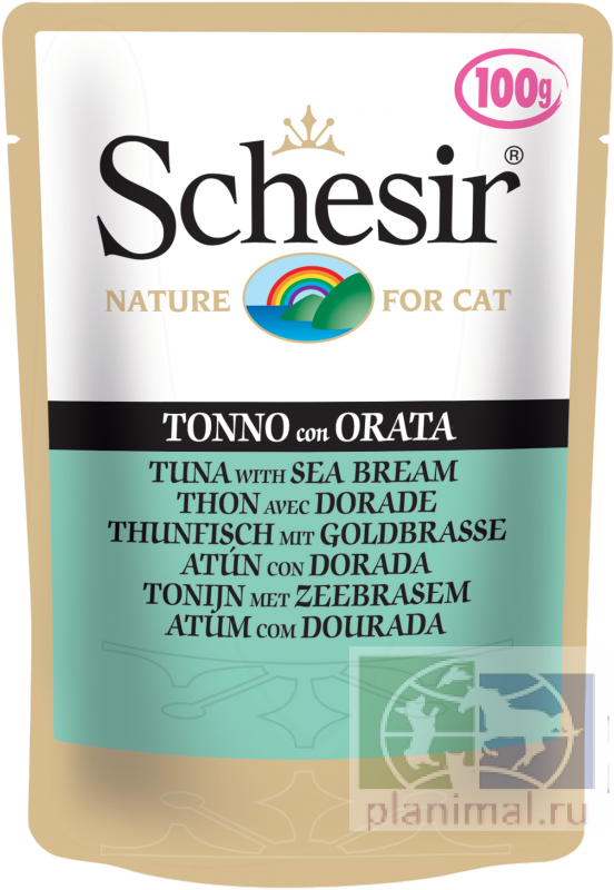 Schesir тунец с дорадо, консервы для кошек, 100 гр. пауч