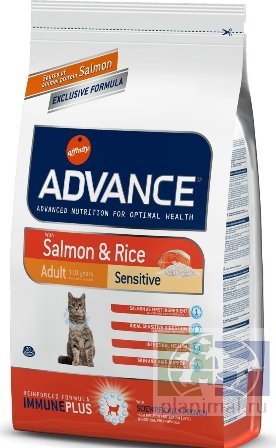 Advance корм для кошек с чувствительным пищеварением: лосось и рис Adult Salmon Sensitive, 1,5 кг