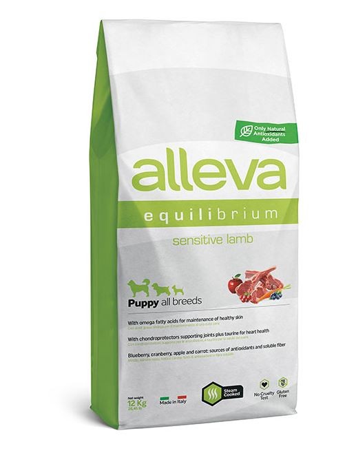 Alleva: Эквилибриум Сенситив, корм для щенков всех пород, с ягненком, 12 кг