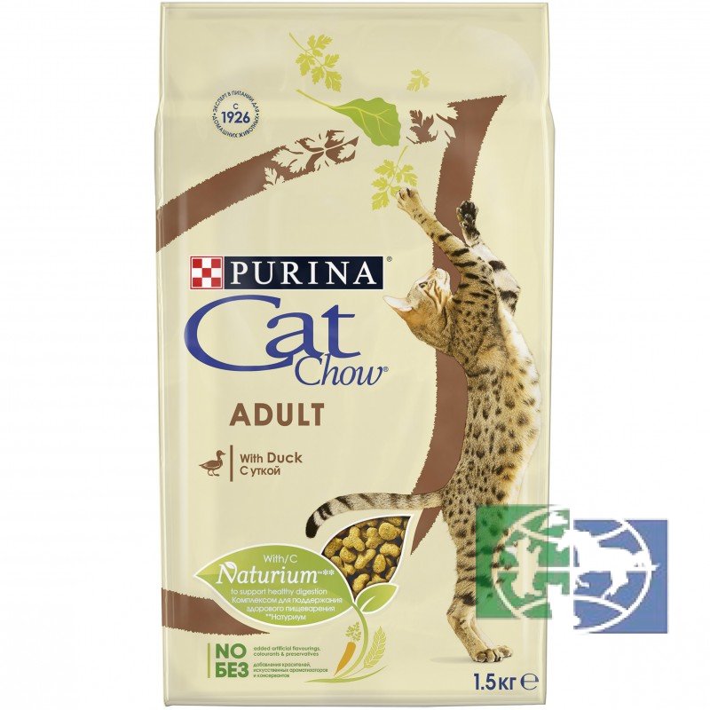 Сухой корм для взрослых кошек Purina Cat Chow, утка, 1,5 кг