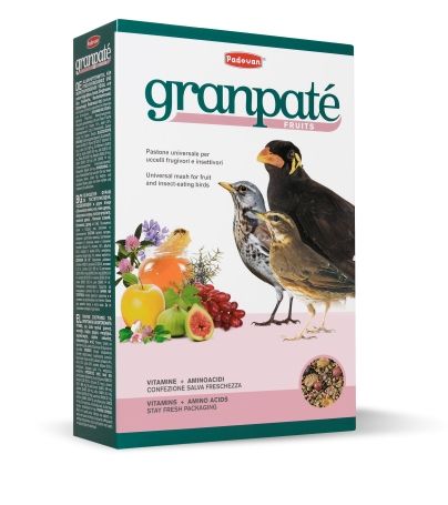 Padovan GRANPÂTÉE fruits комплексный корм для насекомоядных птиц с фруктами и медом, 1 кг