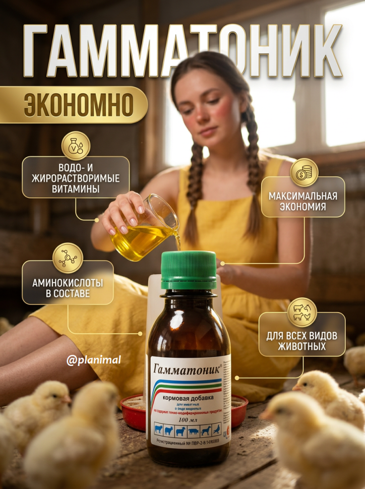 Гамматоник, кормовая добавка для обмена веществ, 100 мл