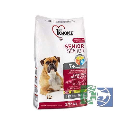 1st Choice Senior сухой корм для здоровья кожи и шерсти пожилых собак от 8 лет (с ягненком, рыбой и рисом), 2.72 кг