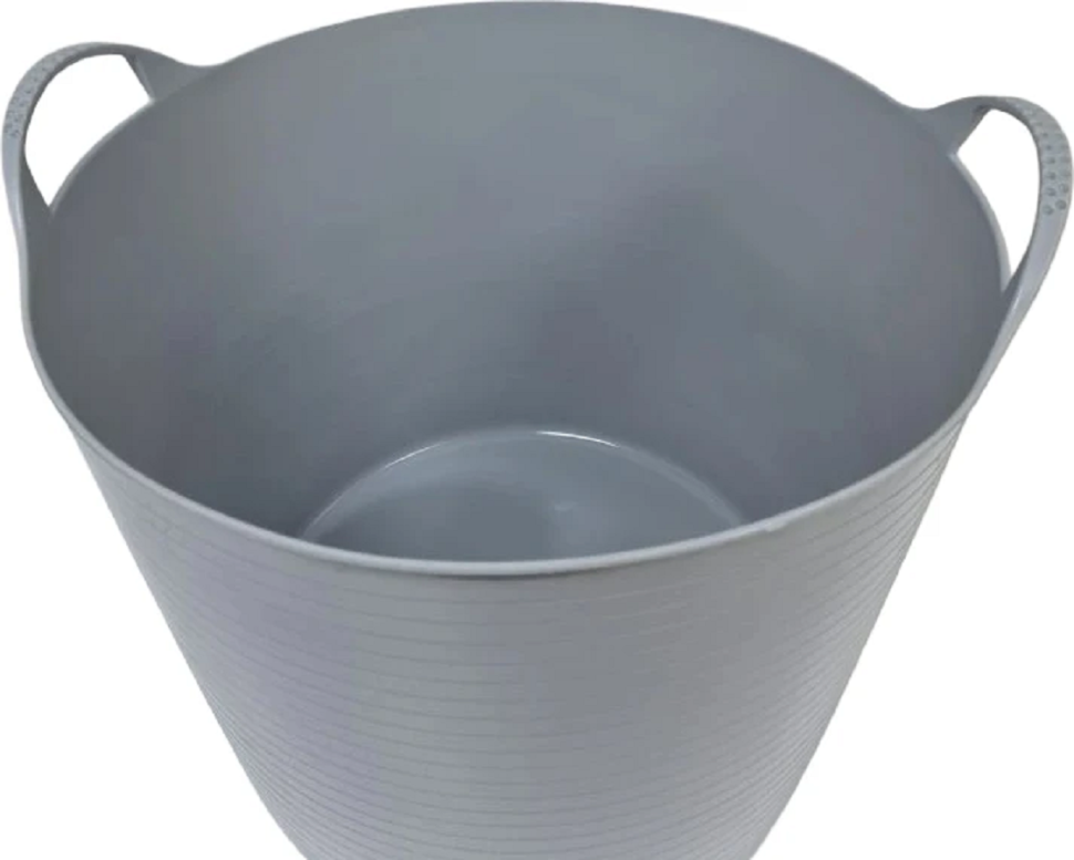 Тазик - кормушка гибкий 42 л с ручками, из пищевого пластика, D дна 34 см, верх 46 см, h= 34 см, резина 3,5 мм, Китай