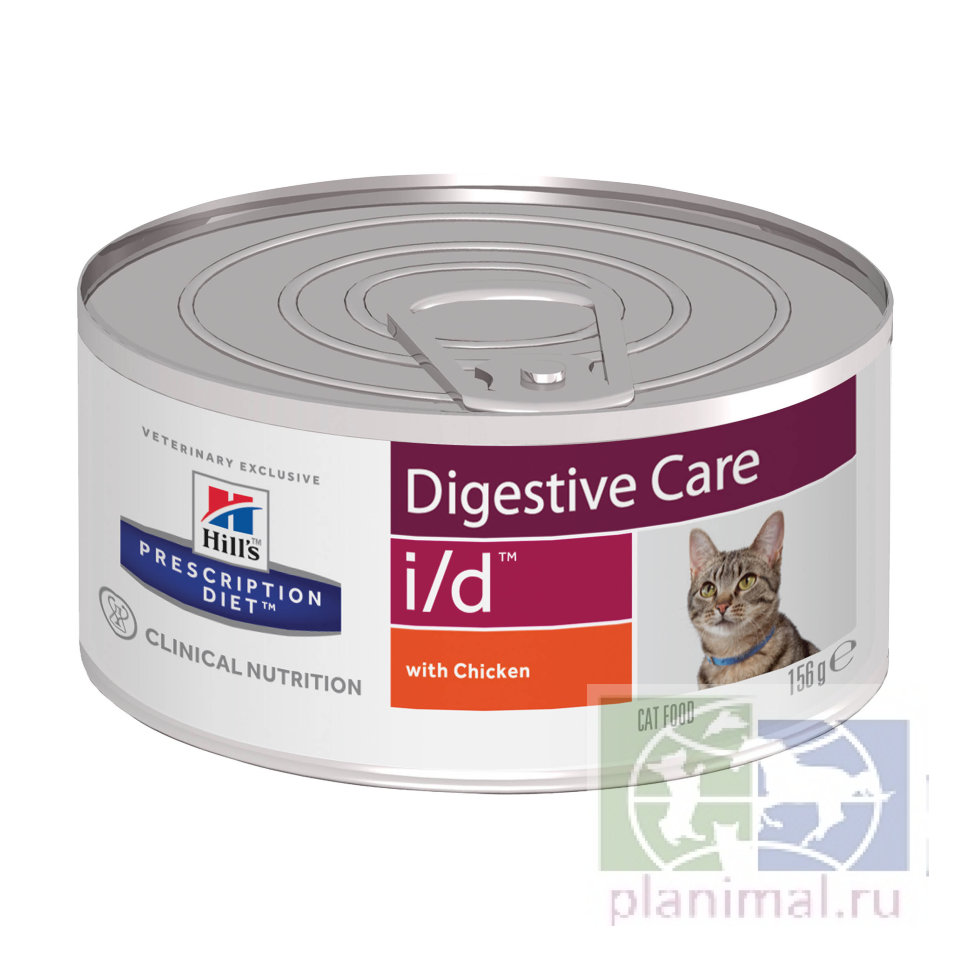 Влажный диетический корм для кошек и котят (консерва) Hill's Prescription Diet i/d Digestive Care при расстройствах пищеварения, жкт, с курицей, 156 г