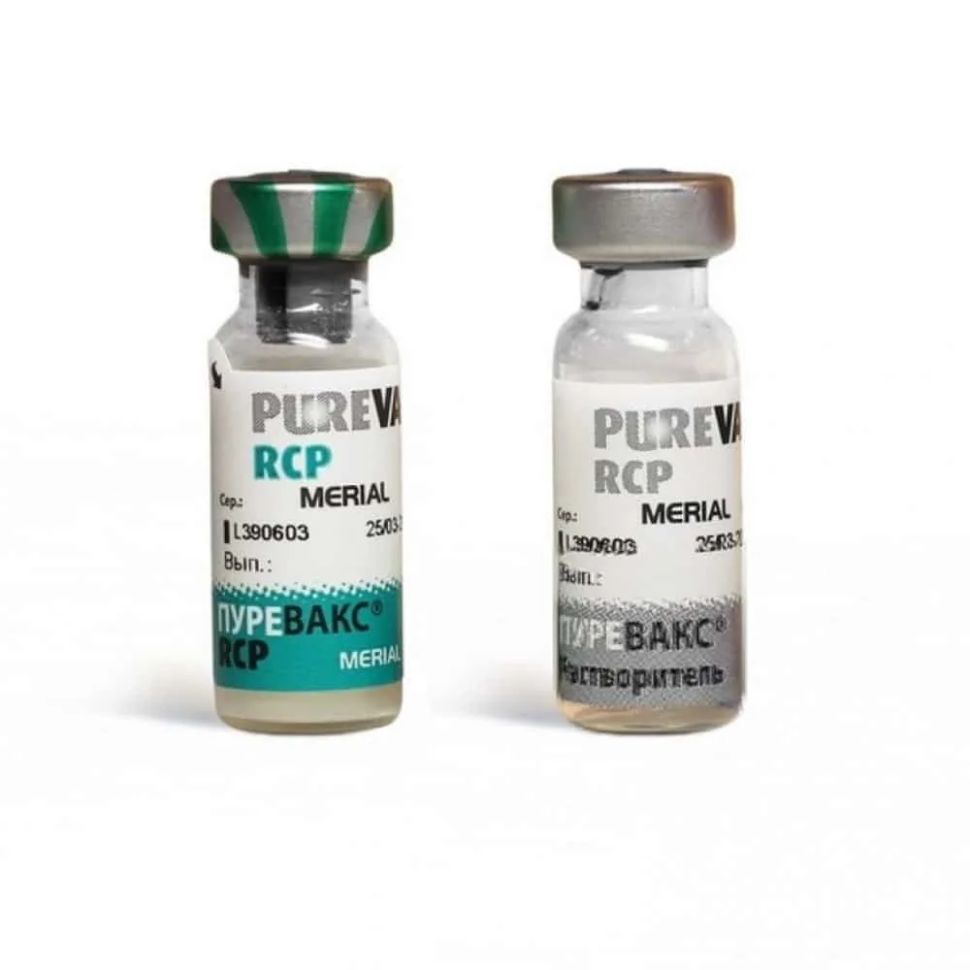 Merial: Вакцина Пуревакс RCP для кошек с 8 нед, 1 доза + растворитель