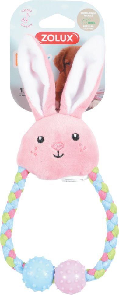 ZOLUX Плюшевая игрушка кольцо-канат с пищалкой и элементами ТПР Зайка, 480127ROS