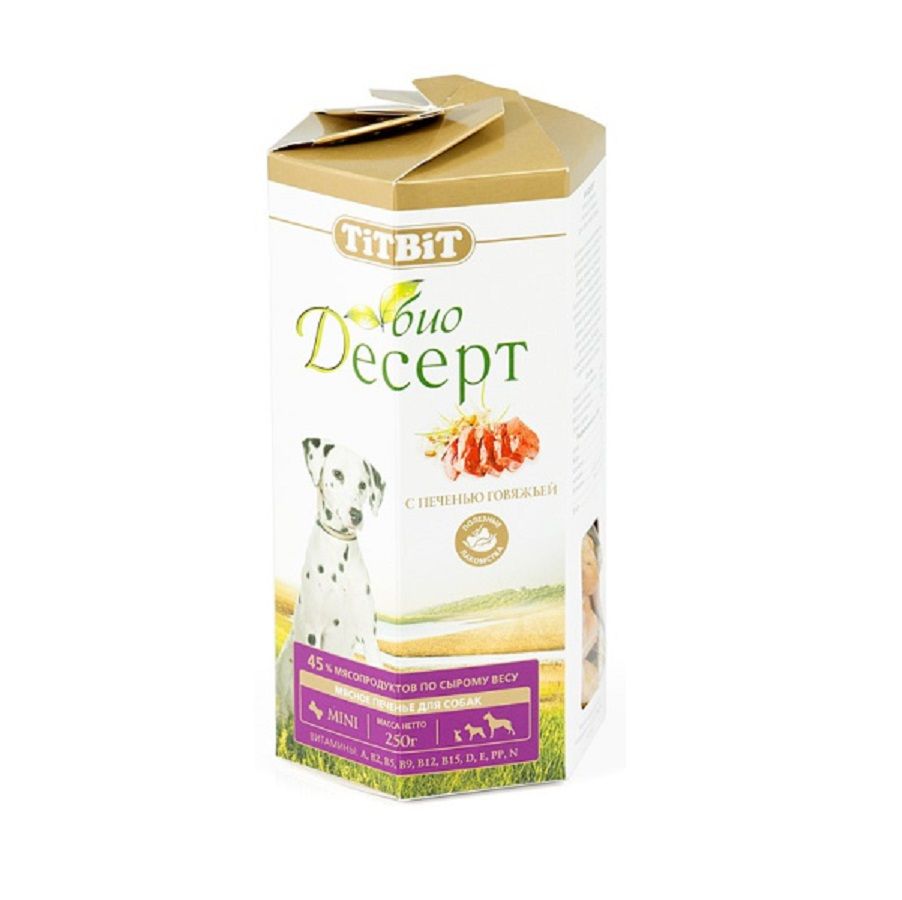 TiTBiT: Печенье Био Десерт с печенью говяжьей для собак, мини, 250 гр., арт. 2992