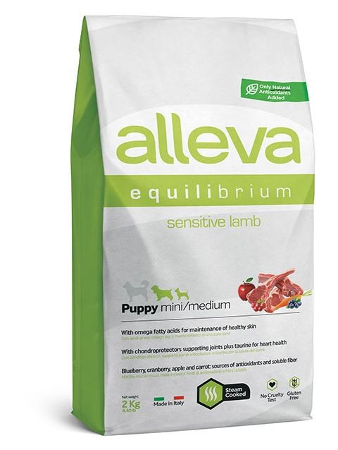 Корм для щенков мелких и средних пород Аллева Эквилибриум Сенситив с ягненком Equilibrium Sensitive Lamb Puppy Mini/Medium 2 кг