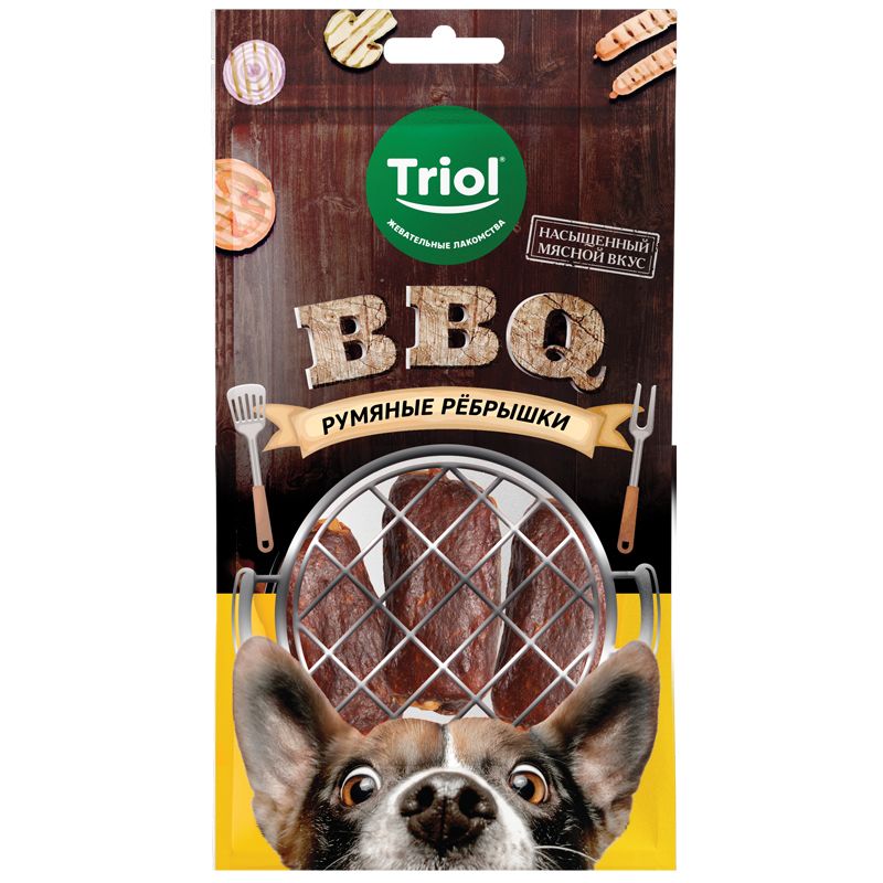 Triol: Лакомство для собак, Румяные рёбрышки, серия BBQ, 110 гр.