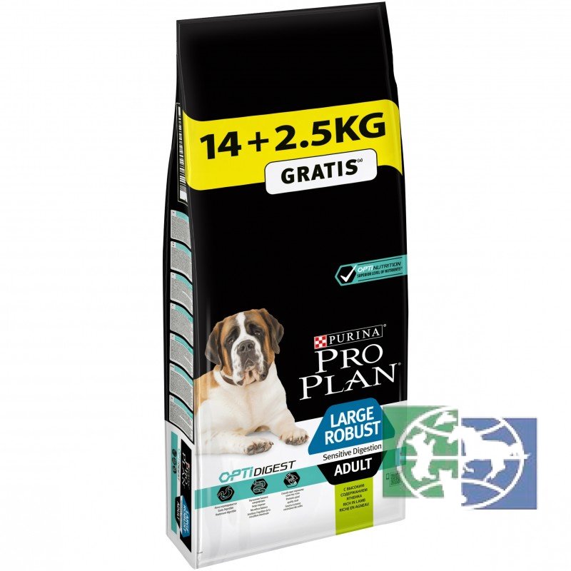 Сухой корм Purina Pro Plan для собак крупных пород с мощным телосложением с чувствительным пищеварением, ягнёнок, 16,5 кг