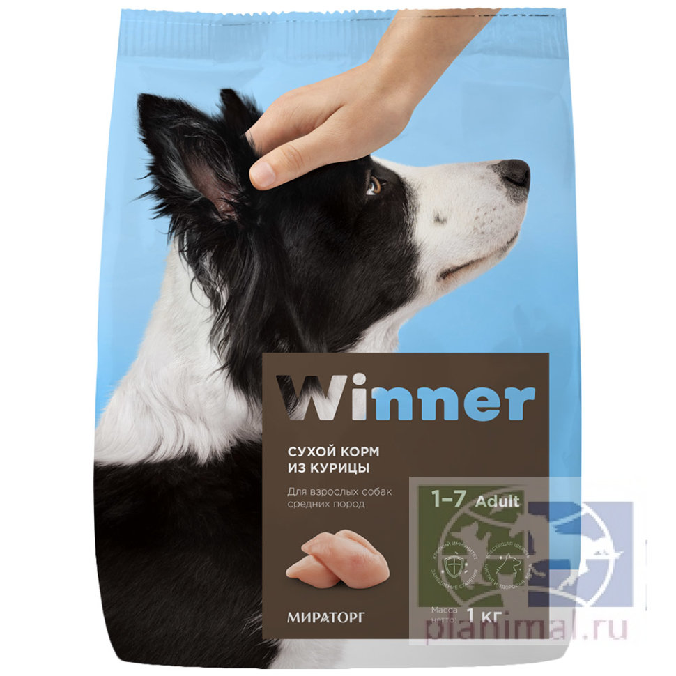 Winner сухой корм для средних пород собак на курице, 1 кг