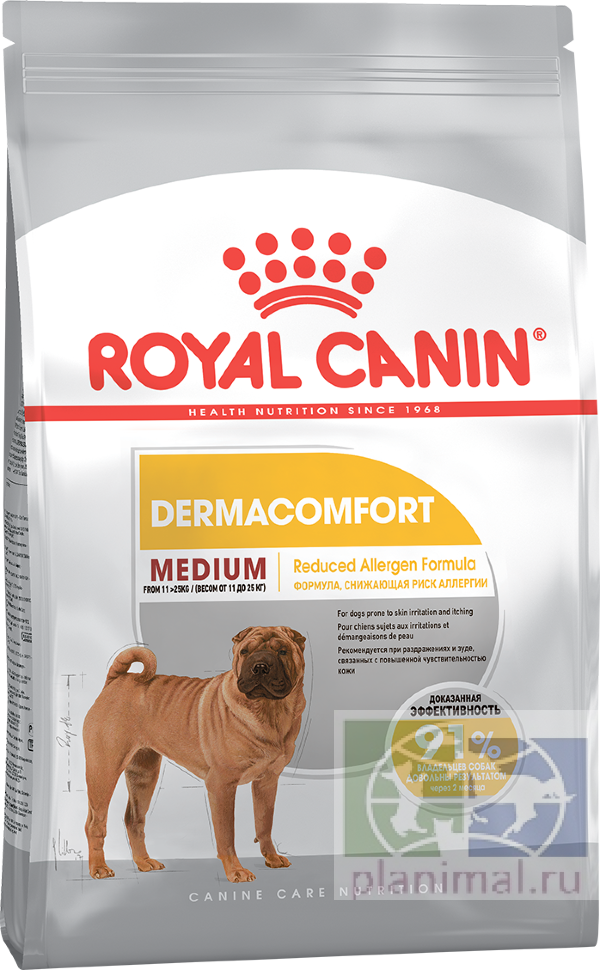 RC Medium Dermacomfort Корм для средних пород собак, склонных к кожным раздражениям и зуду, 3 кг