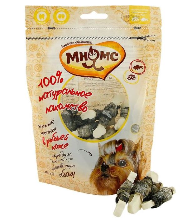 Мнямс лакомство для собак сырные косточки в рыбьей коже 100 гр.