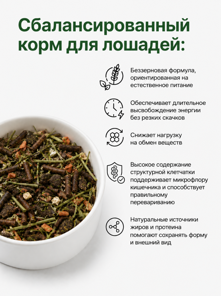 Be:Natu ОптиСтрукт микс, беззерновой на основе структу клетчатки для лошадей, 20 кг