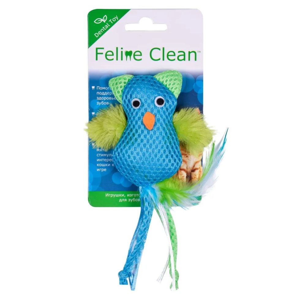 Feline Clean: Игрушка Dental Сова, хвост с перьями, для кошек