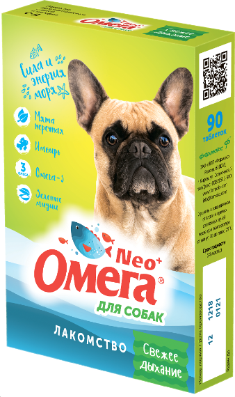 Омега Neo+: Свежее дыхание с мятой и имбирем, для собак, 90 табл.