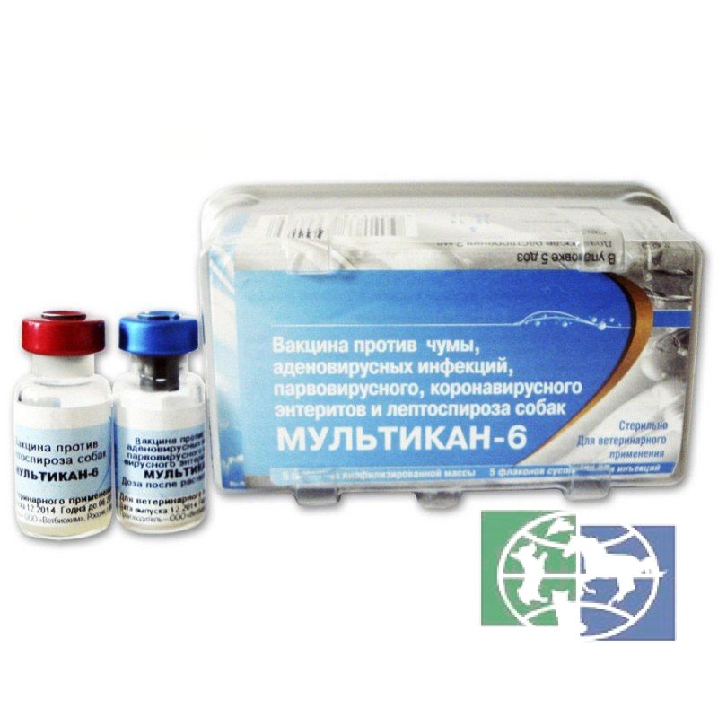 Вакцина Мультикан-6 (1 доза/2фл. жидкий + сух. компонент)
