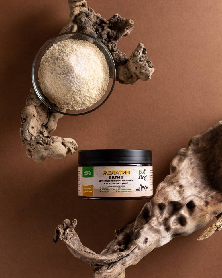 Идальго: Желатин Актив ЭкоДог, хондропротектор, для постановки ушей у собак, 300 гр.